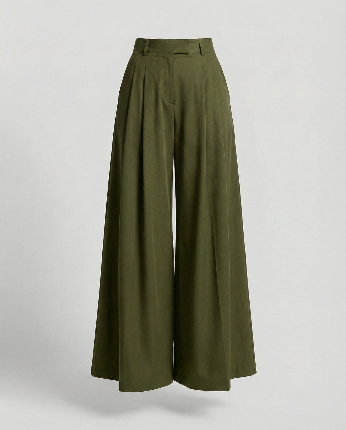 Women's Elegant High-Waisted Palazzo Trousers – Tailored Wide-Leg Design with Belt Loops for Office and Smart Casual Style