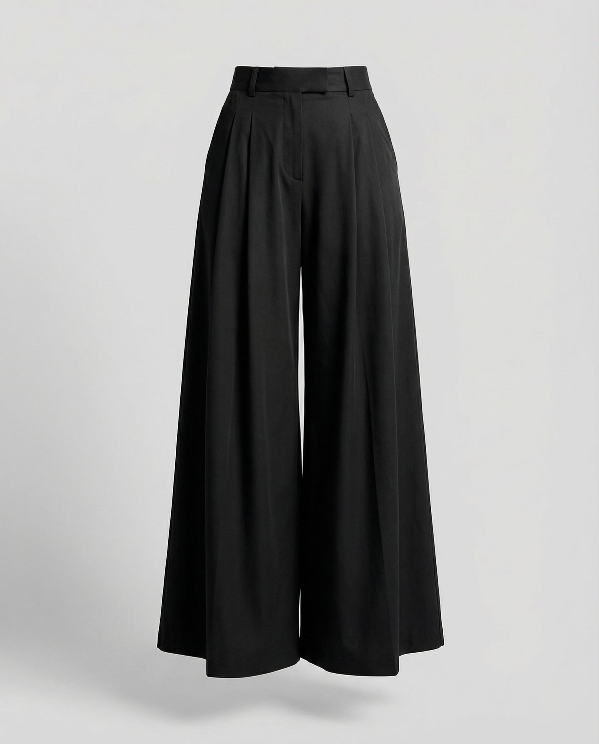 Women's Elegant High-Waisted Palazzo Trousers – Tailored Wide-Leg Design with Belt Loops for Office and Smart Casual Style