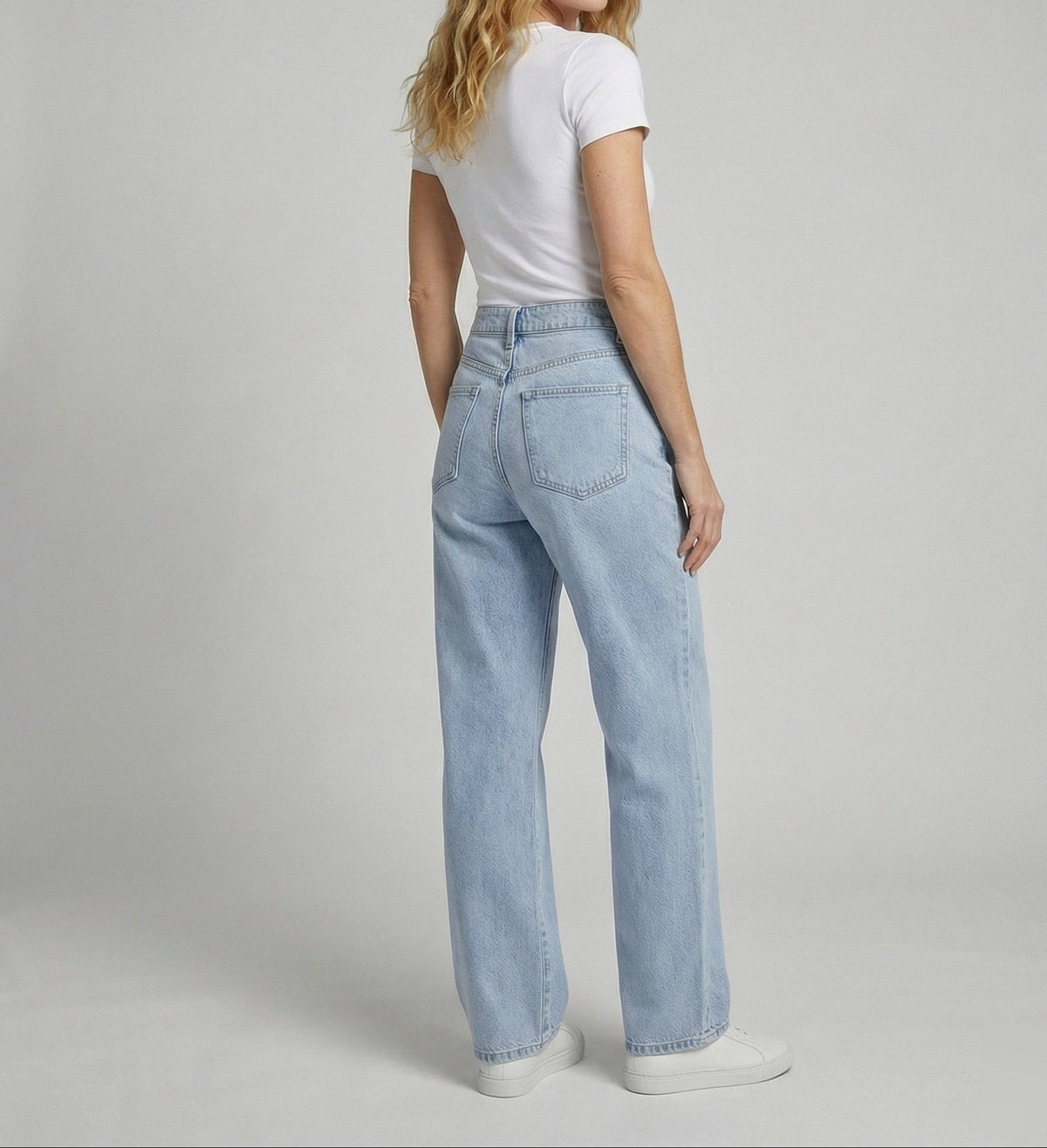 Women’s Relaxed High-Waisted Wide-Leg Jeans – Full-Length Denim Trousers with Classic Five-Pocket Style for Everyday Casual Wear