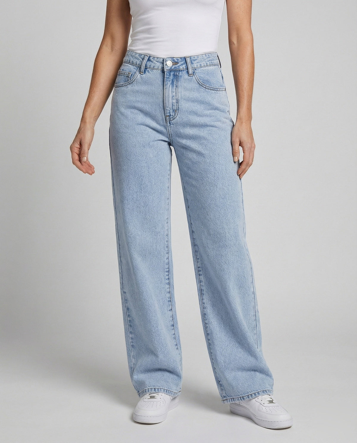 Women’s Relaxed High-Waisted Wide-Leg Jeans – Full-Length Denim Trousers with Classic Five-Pocket Style for Everyday Casual Wear