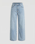 Women’s Relaxed High-Waisted Wide-Leg Jeans – Full-Length Denim Trousers with Classic Five-Pocket Style for Everyday Casual Wear
