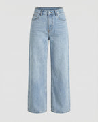 Women’s Relaxed High-Waisted Wide-Leg Jeans – Full-Length Denim Trousers with Classic Five-Pocket Style for Everyday Casual Wear