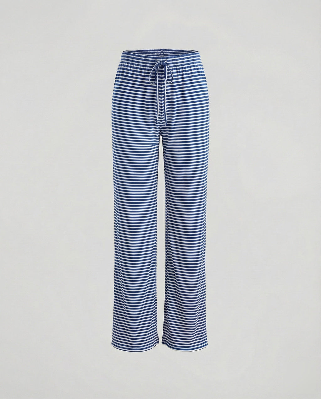 Women's Striped Wide-Leg Lounge Pants – Comfortable Jersey Palazzo Trousers with Elastic Drawstring Waist for Everyday Relaxation