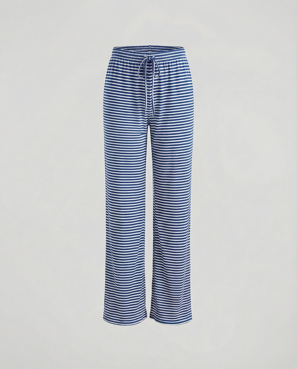 Women's Striped Wide-Leg Lounge Pants – Comfortable Jersey Palazzo Trousers with Elastic Drawstring Waist for Everyday Relaxation