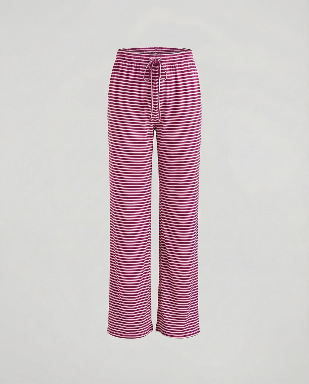 Women's Striped Wide-Leg Lounge Pants – Comfortable Jersey Palazzo Trousers with Elastic Drawstring Waist for Everyday Relaxation