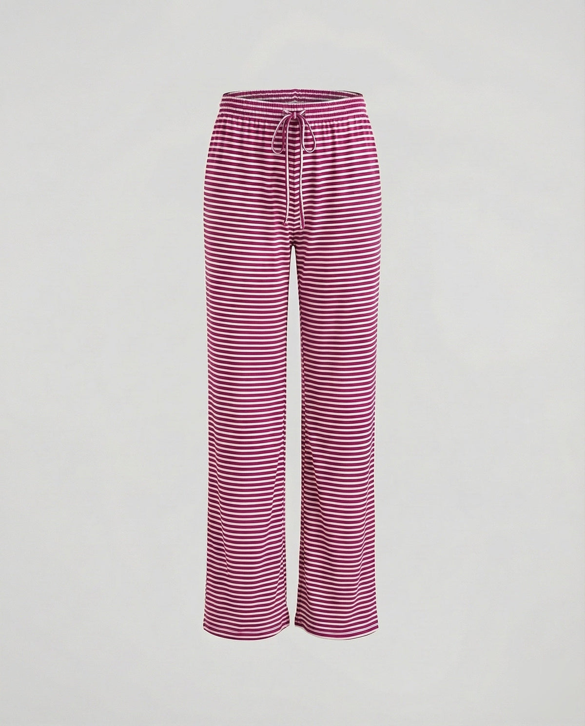 Women's Striped Wide-Leg Lounge Pants – Comfortable Jersey Palazzo Trousers with Elastic Drawstring Waist for Everyday Relaxation