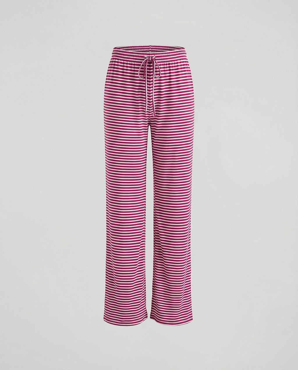 Women's Striped Wide-Leg Lounge Pants – Comfortable Jersey Palazzo Trousers with Elastic Drawstring Waist for Everyday Relaxation