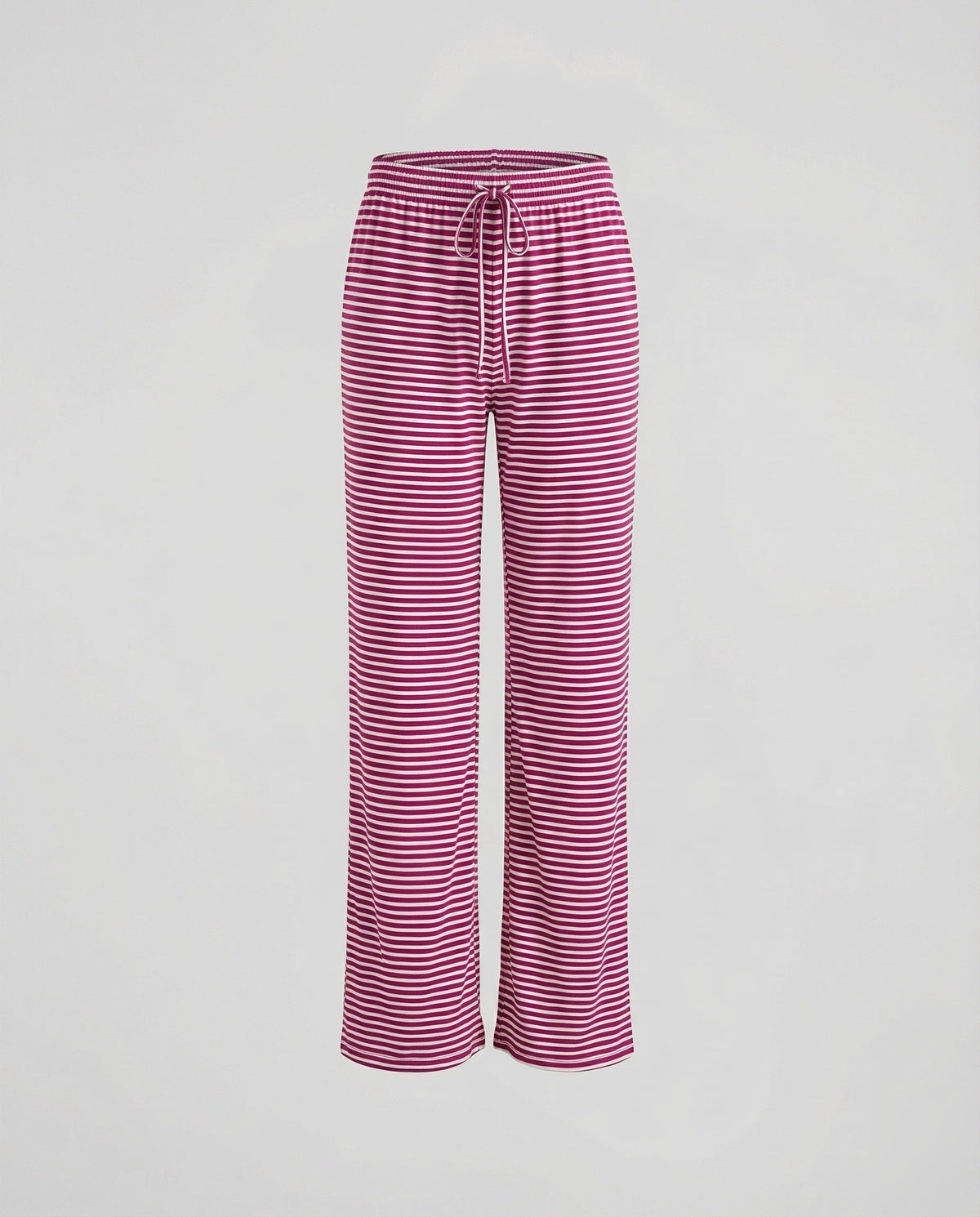 Women's Striped Wide-Leg Lounge Pants – Comfortable Jersey Palazzo Trousers with Elastic Drawstring Waist for Everyday Relaxation