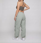 Women's Casual Wide-Leg Cargo Joggers – Comfortable Loose Fit with Drawstring Waist and Adjustable Cuffs