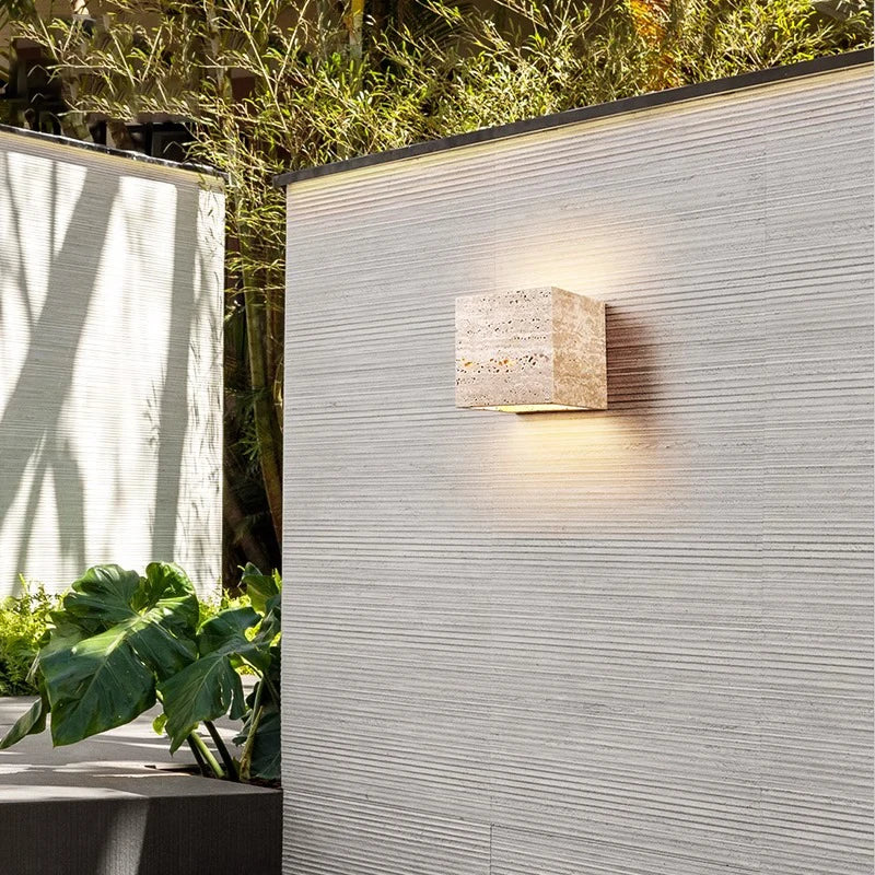 Travertine Stone Minimalist Outdoor LED Wall Light
