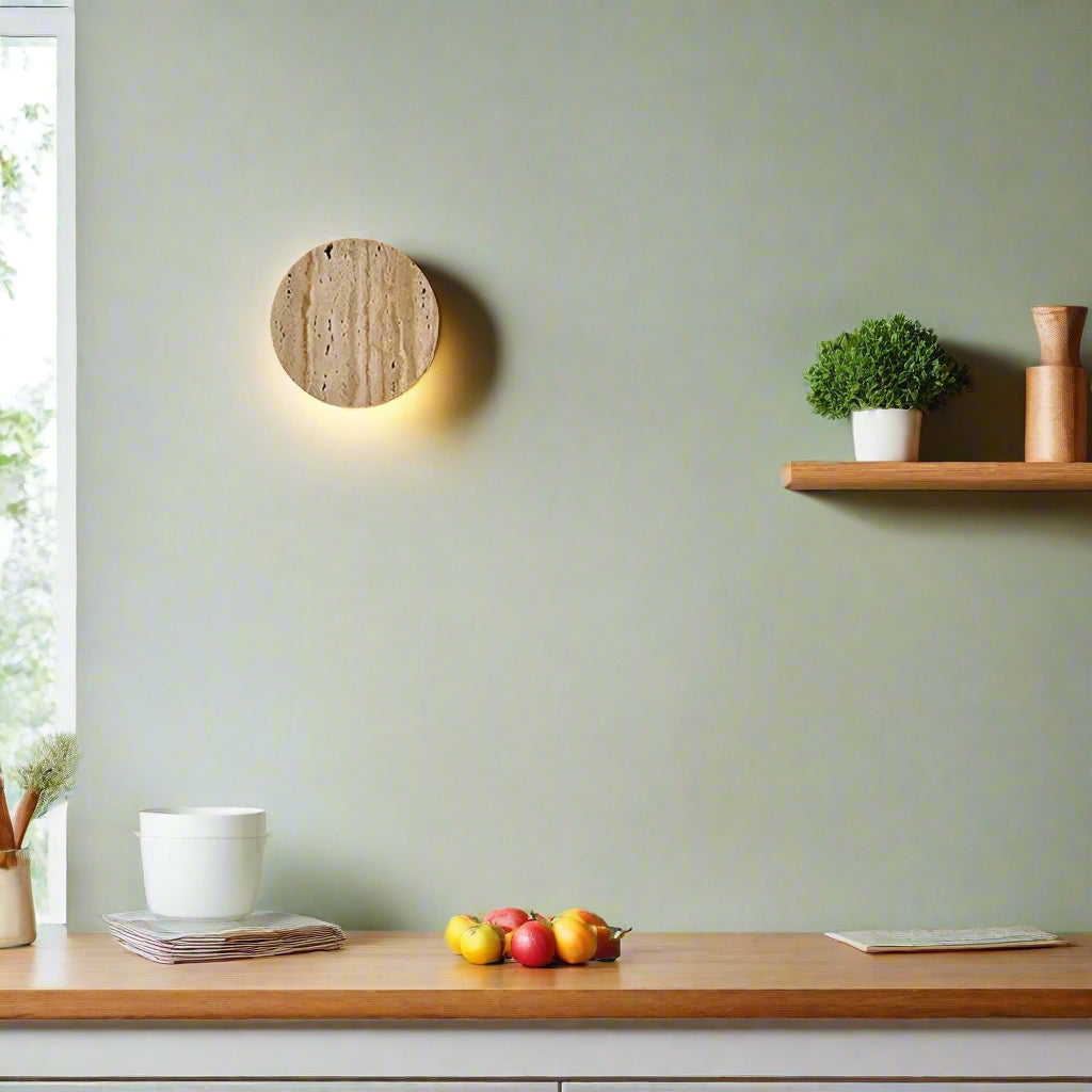 Japanese Wabi Sabi Natural Travertine Stone Wall Light
