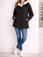 Women's Padded Hooded Winter Parka – Cozy Outerwear with Plush Lining and Flap Pockets for Cold-Weather Comfort