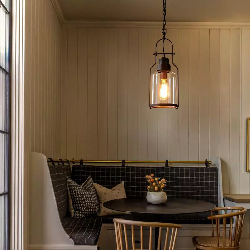 Industrial Vintage Iron Glass Jar Pendant Light