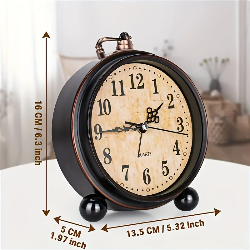 Arjan | Vintage-Inspired Metal Alarm Clock with Silent Mechanism