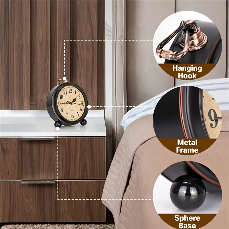 Arjan | Vintage-Inspired Metal Alarm Clock with Silent Mechanism