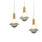 Diamond-Shaped Copper Crystal Pendant Light