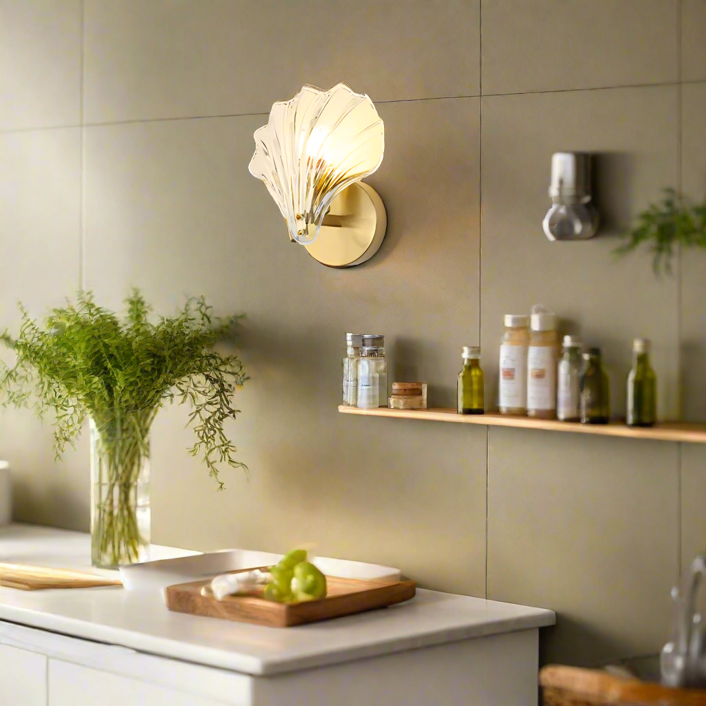 Art Brass Glass Seashell Wall Light