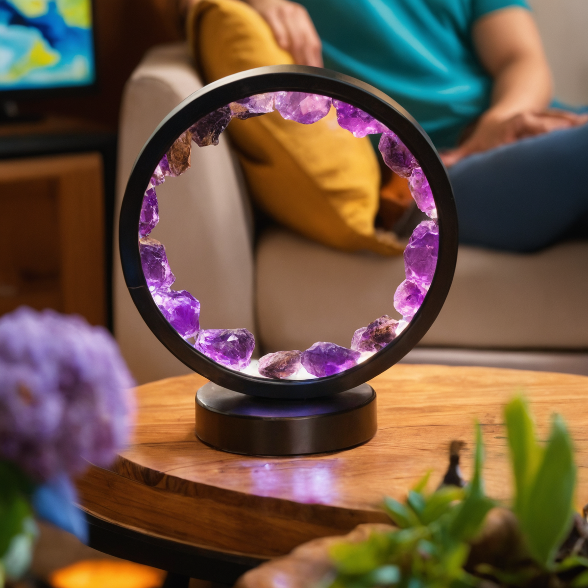 David | Amethyst Mood Lamp Featuring Soft Warm LED Illumination