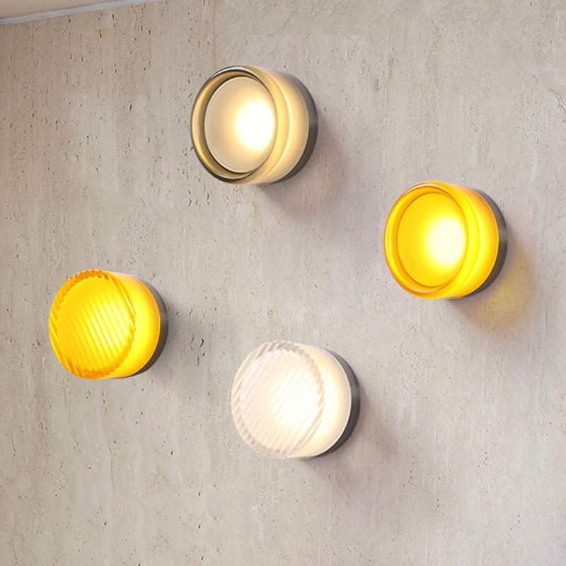 Nordic Luminous Dimple Glass Modern Wall Light
