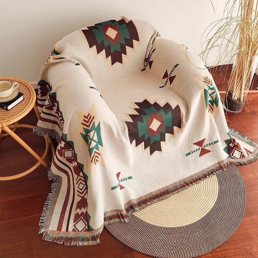 Frank | Oversized Boho-Inspired Cotton Blend Blanket with Fringes
