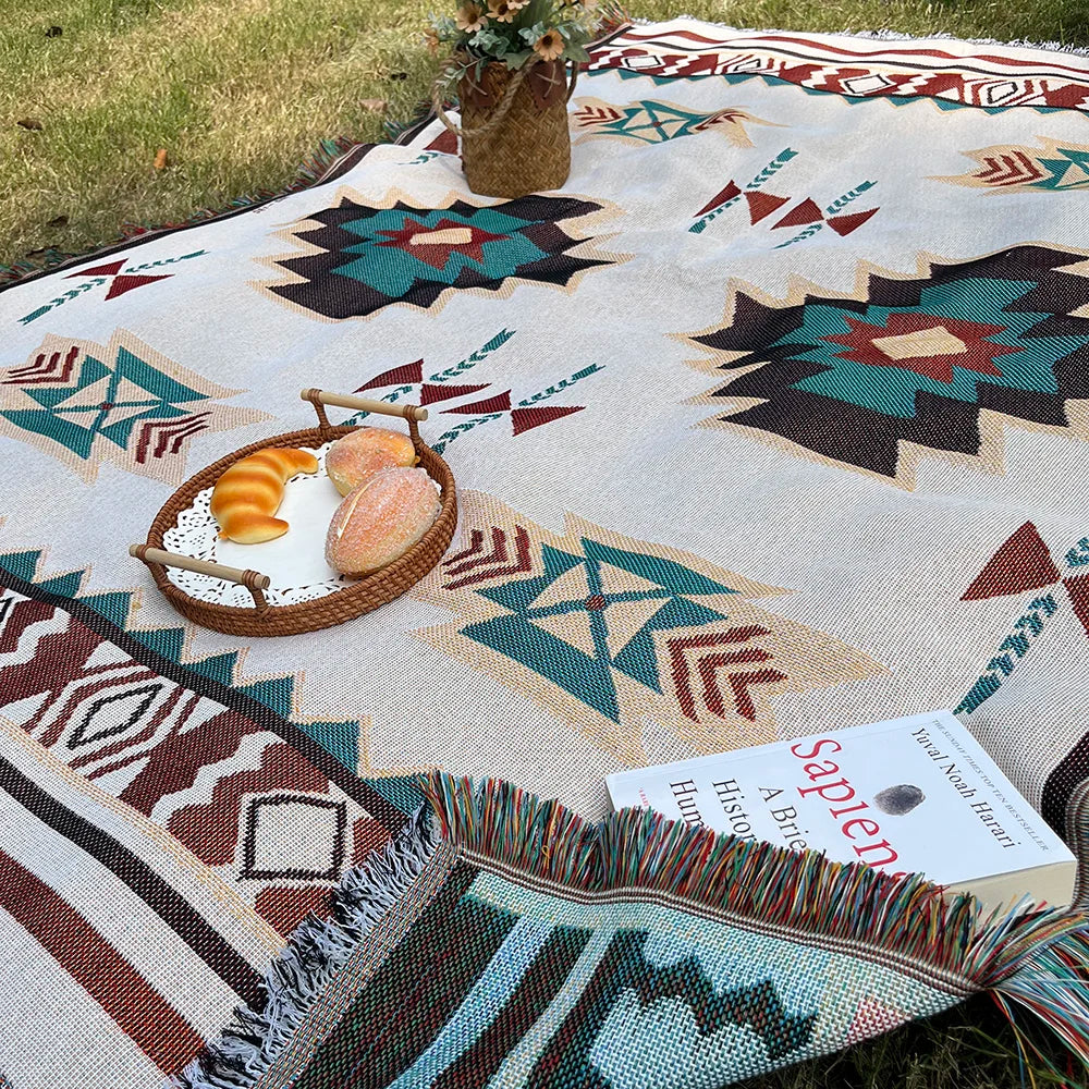 Frank | Oversized Boho-Inspired Cotton Blend Blanket with Fringes