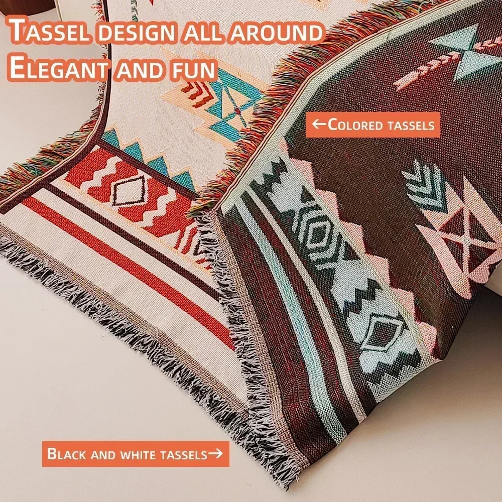 Frank | Oversized Boho-Inspired Cotton Blend Blanket with Fringes