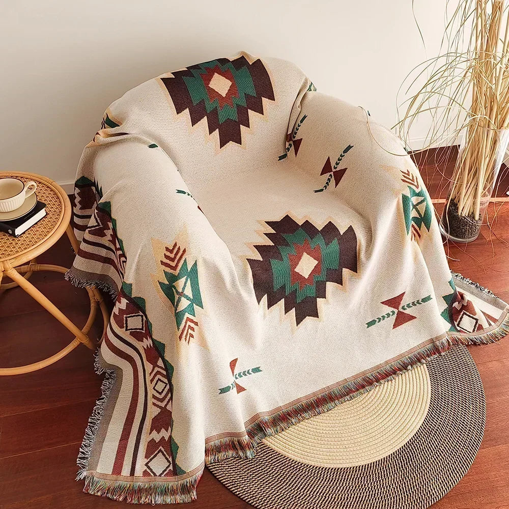 Frank | Oversized Boho-Inspired Cotton Blend Blanket with Fringes