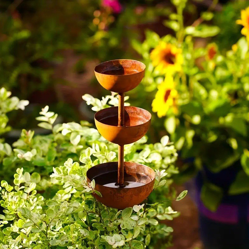 Frits | Three-Bowl Bird Bath Stand