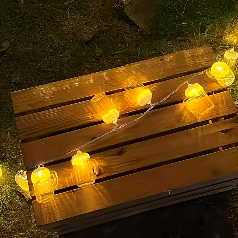 Gerard Warm White Beer Mug String Lights with 20 LED Bulbs
