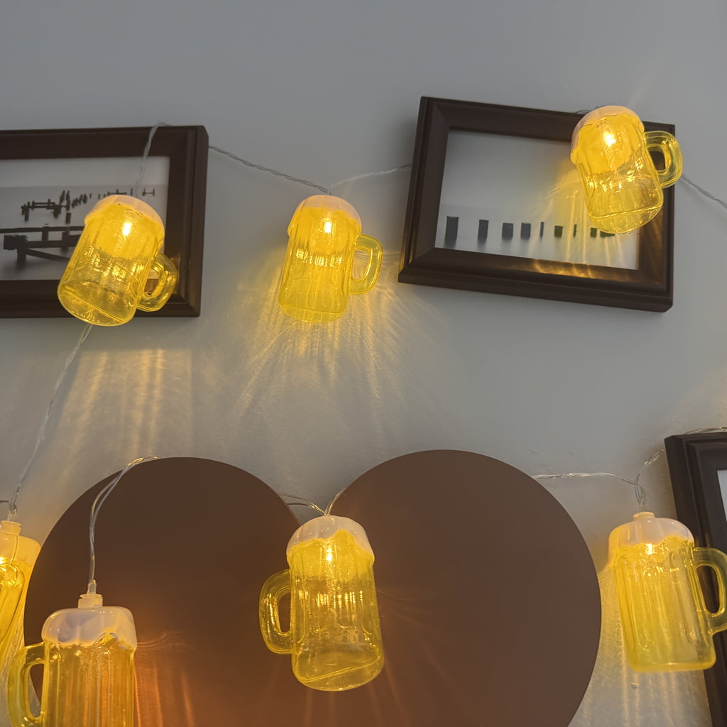 Gerard Warm White Beer Mug String Lights with 20 LED Bulbs