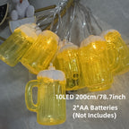 Gerard Warm White Beer Mug String Lights with 20 LED Bulbs