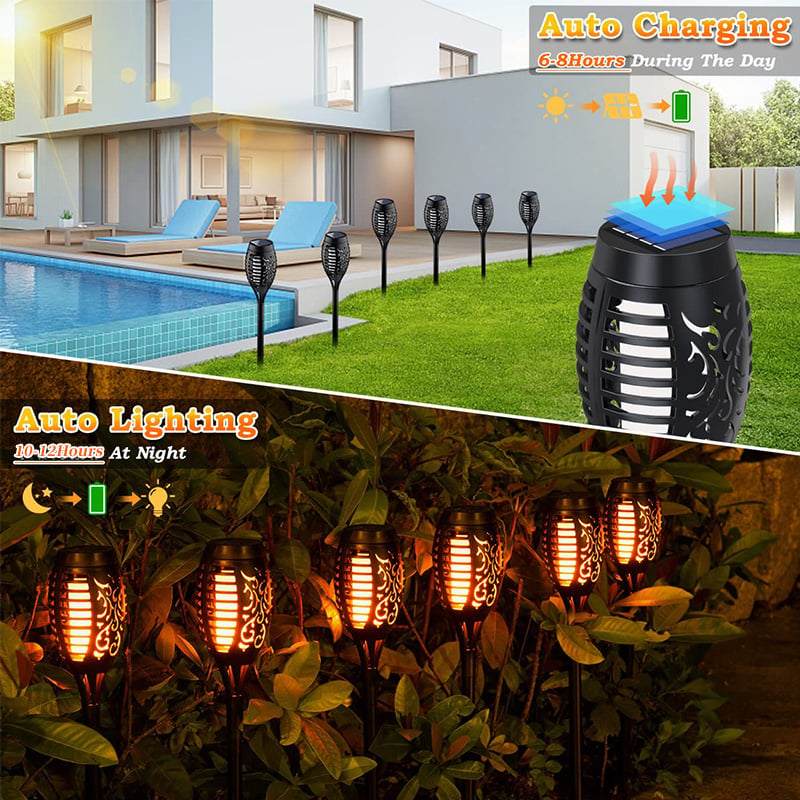 Menno | Solar-Powered Garden Torches with Realistic Flame Effect