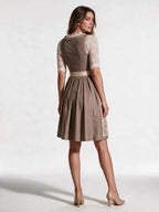 A-Line Dirndl Dress with Lace Blouse and Apron for Women