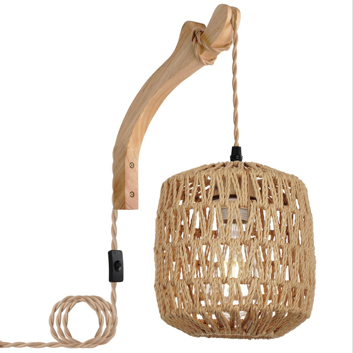 Rustic Hand-Woven Hemp Rope Wall Light