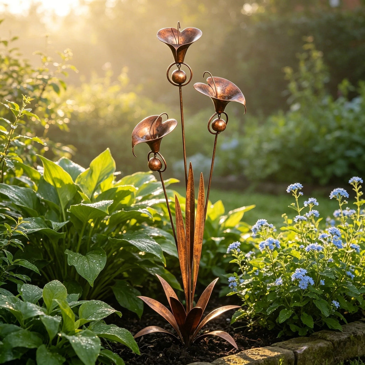 Sven | Decorative Metal Garden Stake Featuring Calla Lilies and Bells