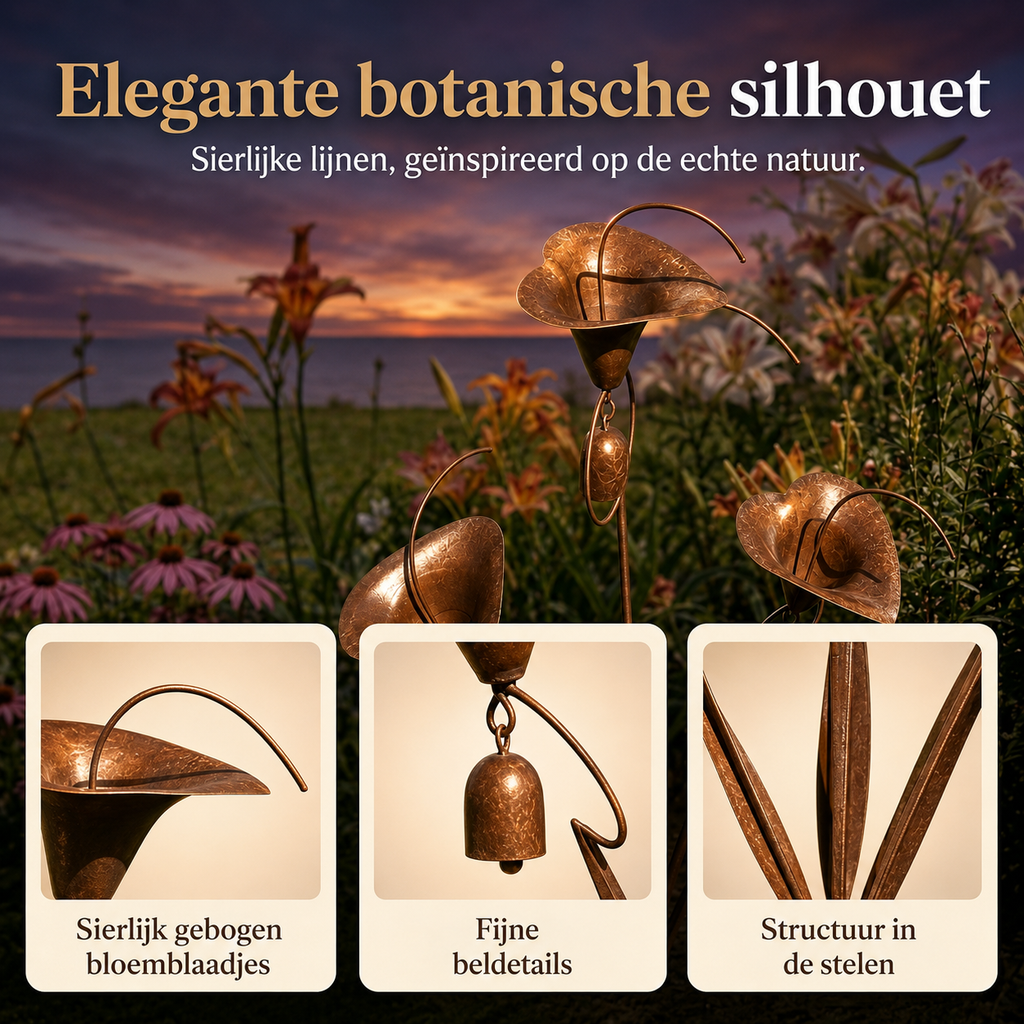 Sven | Decorative Metal Garden Stake Featuring Calla Lilies and Bells
