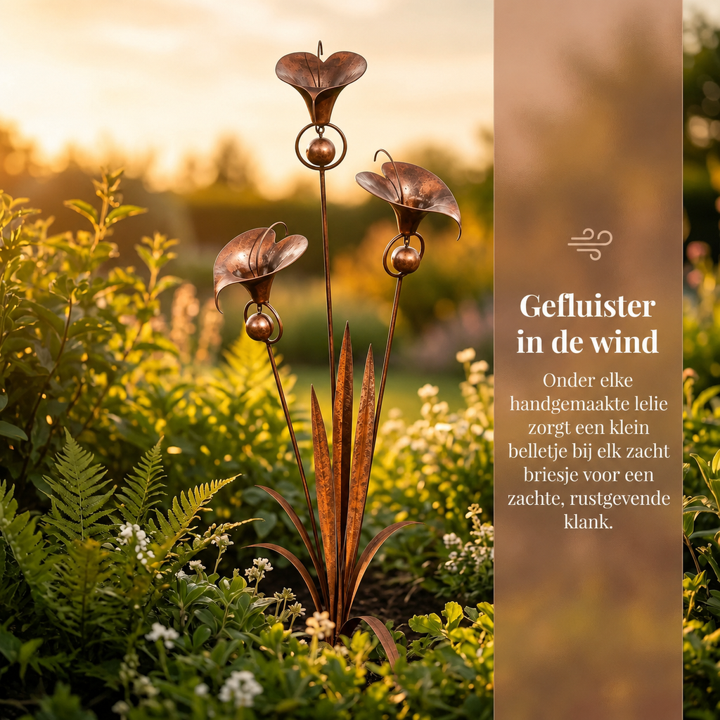 Sven | Decorative Metal Garden Stake Featuring Calla Lilies and Bells