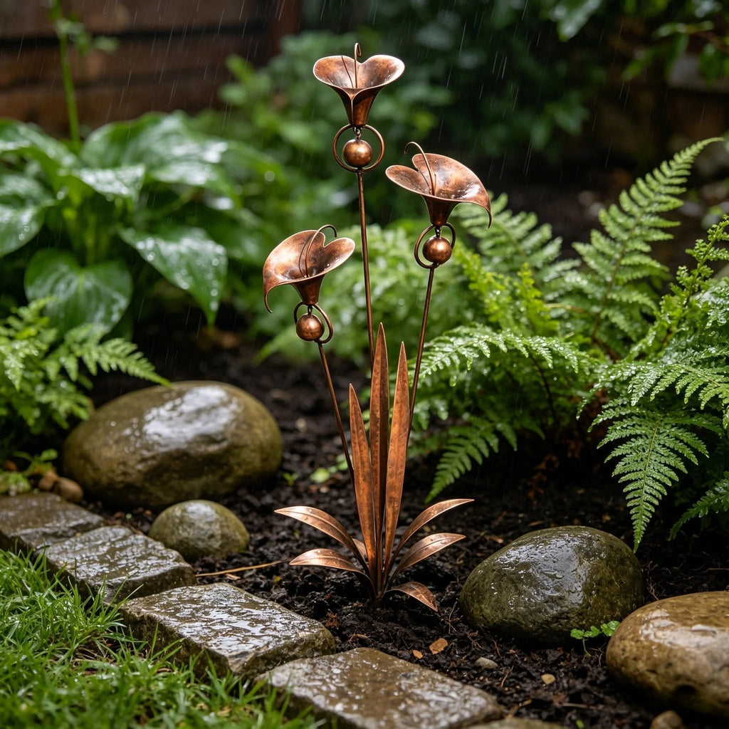 Sven | Decorative Metal Garden Stake Featuring Calla Lilies and Bells