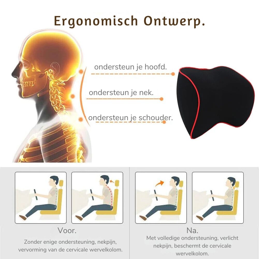 Timo | Set of 2 Memory Foam Neck Pillows for Car Comfort