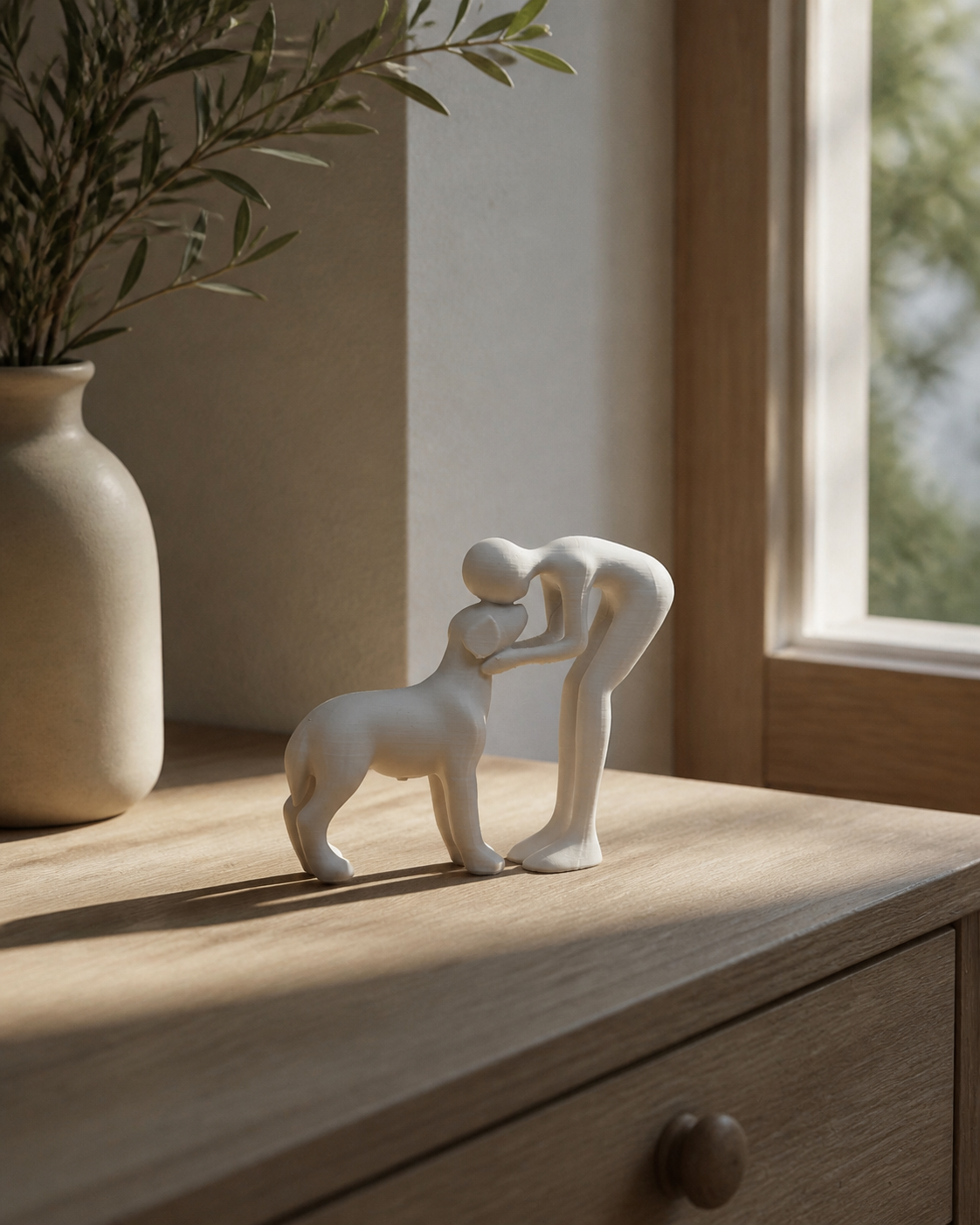 Willem | Abstract Sculpture of a Human and Dog