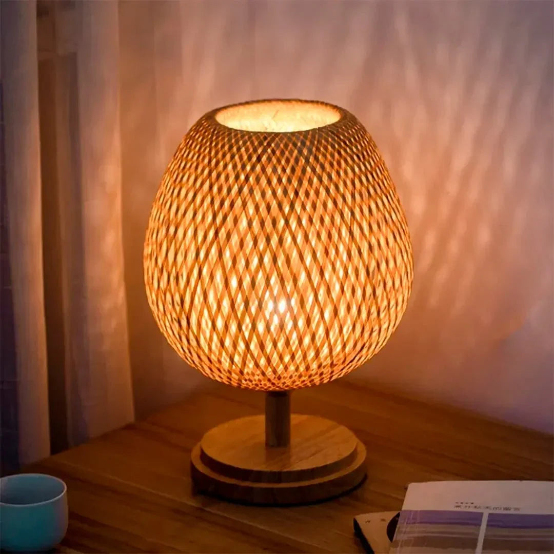 Wim | Bamboo Table Lamp Featuring a Wooden Base