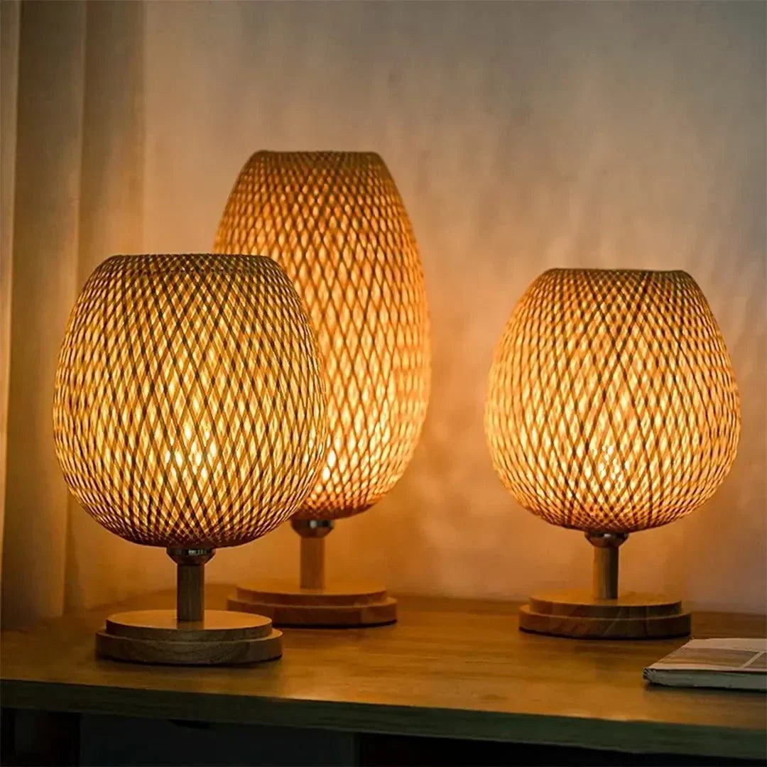 Wim | Bamboo Table Lamp Featuring a Wooden Base