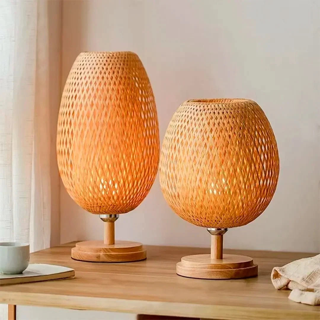 Wim | Bamboo Table Lamp Featuring a Wooden Base